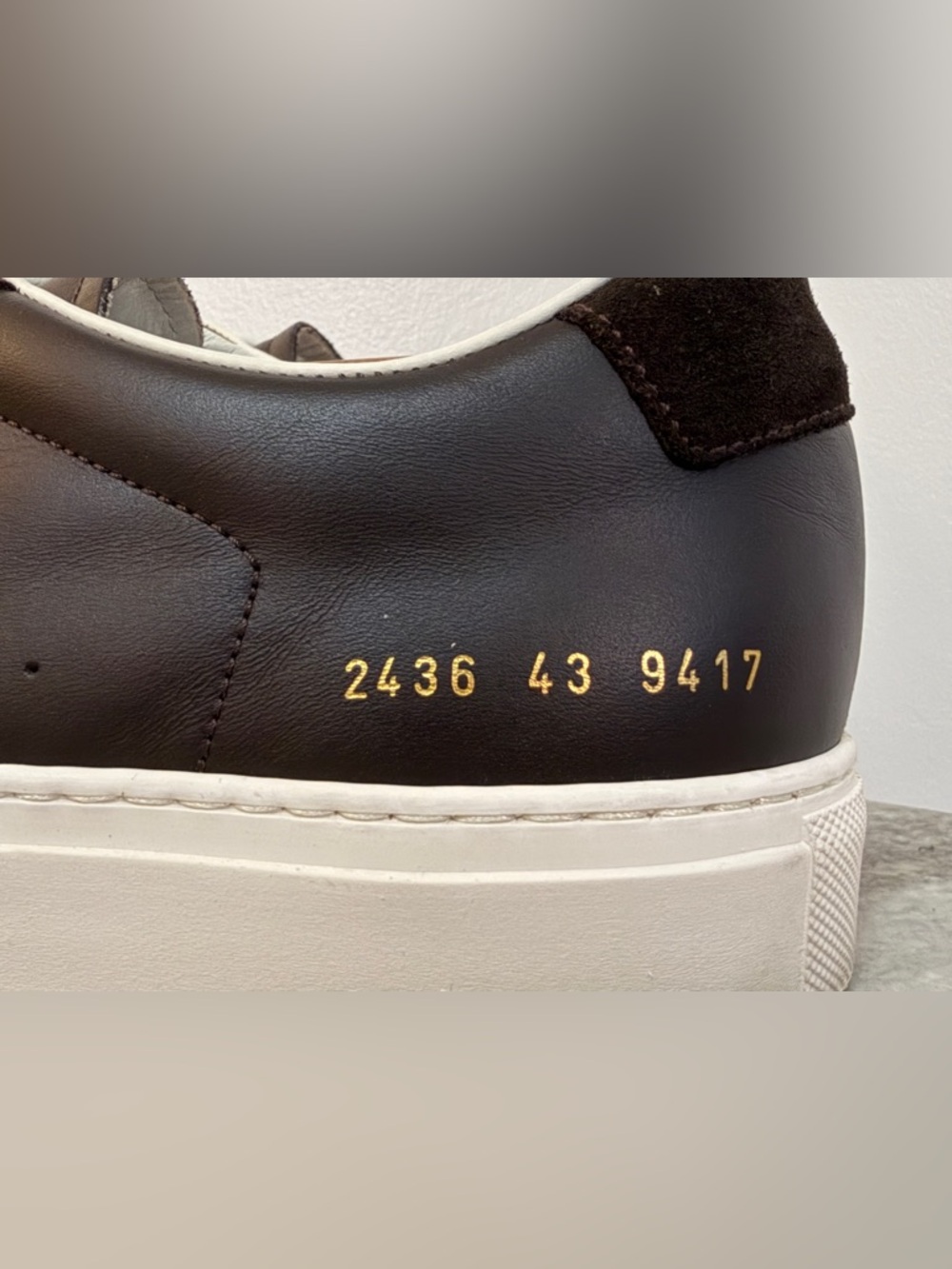 Common Projects B-ball Low Brown White 43 EU 10 US  EUC $550 Minimalist Italy - Picture 5 of 11